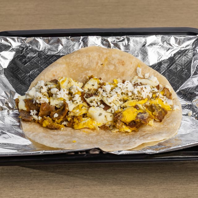 Gyro, Egg & Feta Taco.